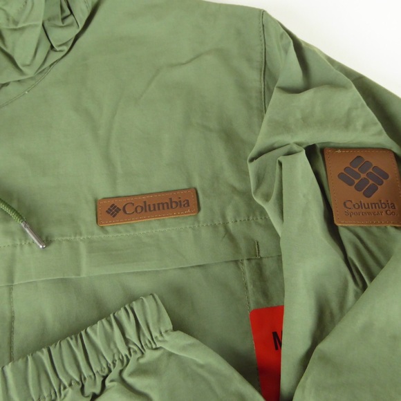 Columbia Full Zip Cotton Nylon Blend Hooded Windbreaker Performance Jacket NWT - Picture 3 of 11